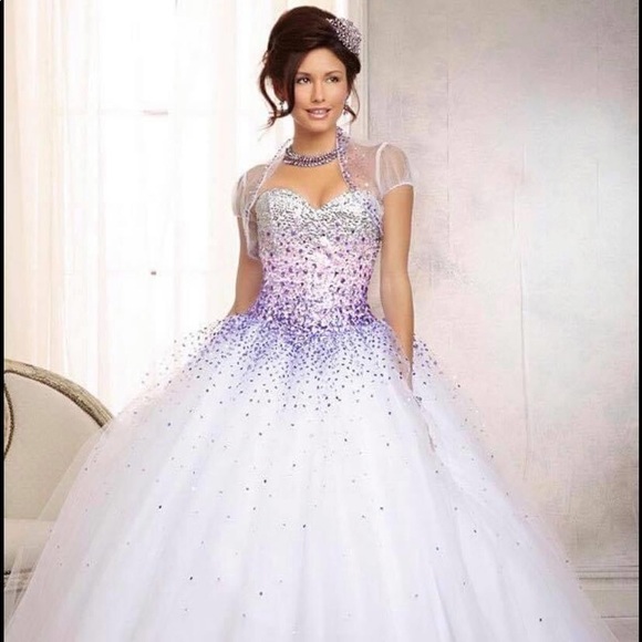 White with Purple Beads Prom Gown ❤️